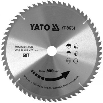 Yato YT-60784 - Panza fierastrau circular lemn 305x30x3.2 mm 60 dinti