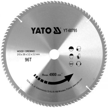 Yato YT-60795 - Panza fierastrau circular lemn 315x30x3.2 mm 96 dinti