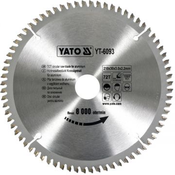 Yato YT-6093 - Panza fierastrau circular aluminiu 210x30x3 mm 72 dinti