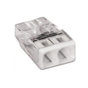 Conector imbinare Wago Push Wire, pentru conductori unifilari, 2 x 2.5 mmp, 10 A, transparent, 40 bucati