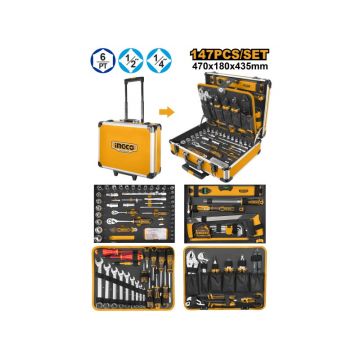 INGCO Set de scule 147 de piese în cutie cu role