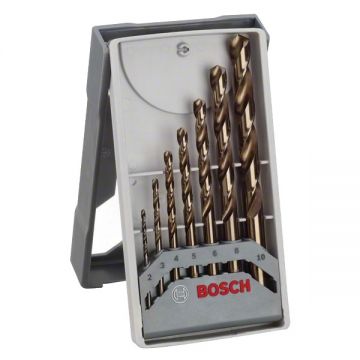 Bosch Mini X-Line - Set burghie metal HSS-CO 2-10 mm tija cilindrica 7 bucati