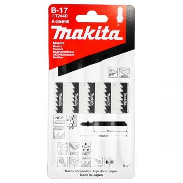 Makita B-17 - Set panze fierastrau pendular tija cu un prag de prindere (T) 70 mm lemn taiere curba fina 5 bucati