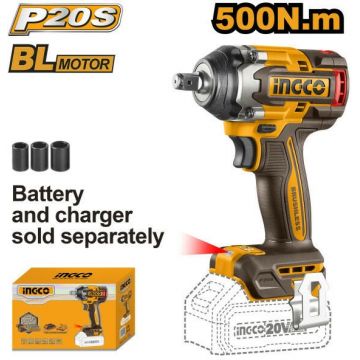 Masina de insurubat Pistol cu impact 500Nm, 1/2'', 2900bpm, 20v, brushless fara acumulator Ingco CIWLI20501