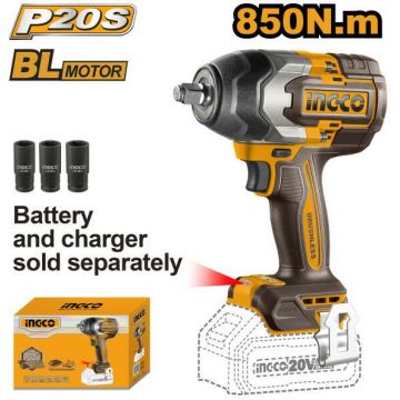 Masina de insurubat Pistol cu impact 850Nm, 1/2'', 2200bpm, 20v, brushless fara acumulator Ingco CIWLI20851