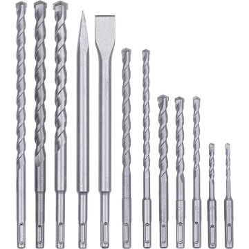 SDS Plus chisel drill set, 12 pieces (case)