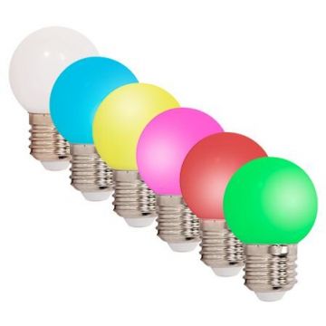 Set 6 Becuri Led E27 G45 0.5W Multicolor