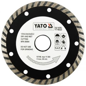 Yato YT-6023 - Disc diamantat de taiere continuu 125x22.2x2.6 mm taiere umeda si uscata