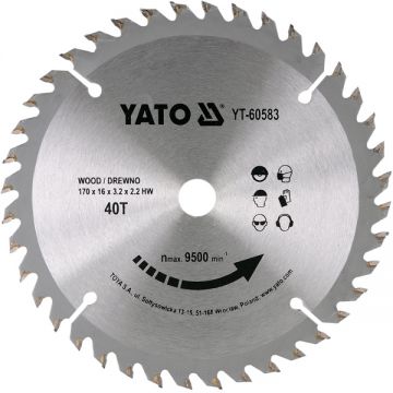 Yato  YT-60583 - Panza fierastrau circular lemn 170x16x3.2 mm 40 dinti