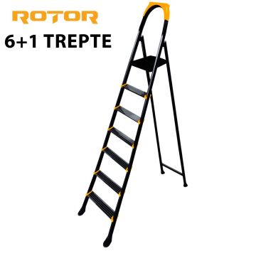 Scară Metalică Pliabilă ROTOR 6+1 Trepte, 199,5 cm Înălțime, 150 kg