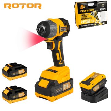 Autofiletantă cu Impact pe Acumulator ROTOR RSD21, 21V/3Ah, 240 Nm, 2200 Rot/min, 3400 BPM, Motor Brushless, Mandrină 1/2