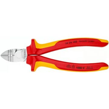 Cleste VDE cu tais diagonal pentru dezizolarea conductorilor electrici, Knipex 14 26 160