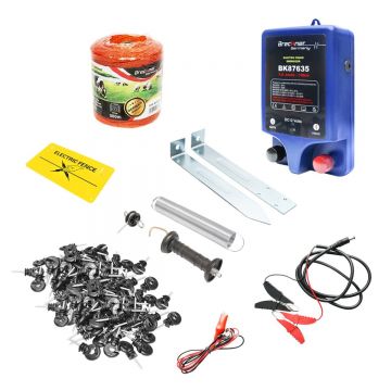 Kit complet gard electric 12V, 1 Joule, lungime fir 500m, 100 izolatori, 2 manere poarta, placuta avertizare, Cod: BK87557, Brand: BRECKNER GERMANY