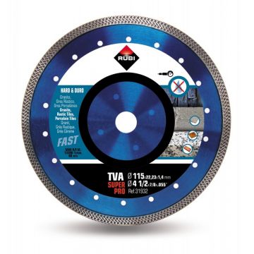 Disc diamantat pt. materiale foarte dure 115mm, TVA 115 SuperPro - RUBI-31932