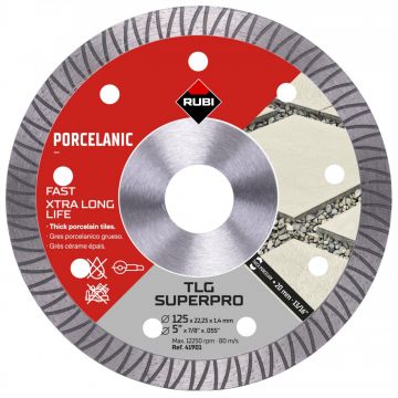 Disc diamantat pt. portelan si placi foarte dure 125x22,2mm, TLG 125 SuperPro - RUBI-41901